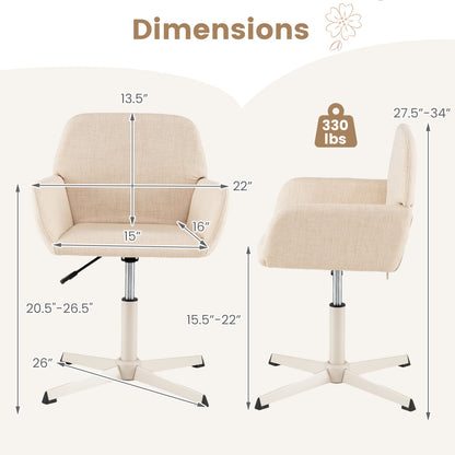 Chaise de coiffeuse avec dossier, pivotante à 360°, hauteur réglable, beige