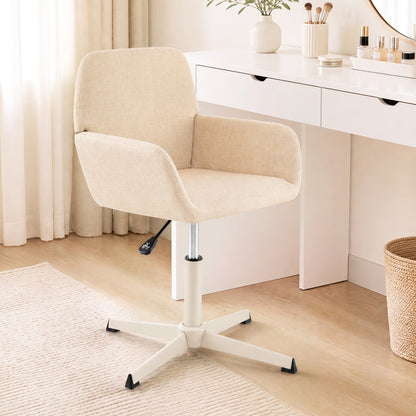 Chaise de coiffeuse avec dossier, pivotante à 360°, hauteur réglable, beige