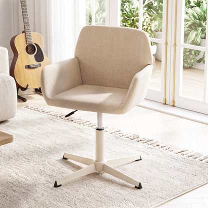 Chaise de coiffeuse avec dossier, pivotante à 360°, hauteur réglable, beige