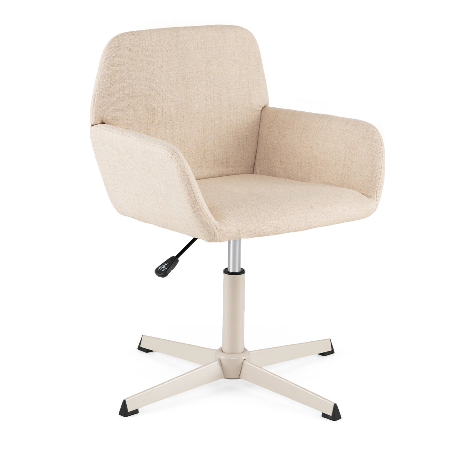 Chaise de coiffeuse avec dossier, pivotante à 360°, hauteur réglable, beige
