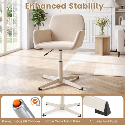 Chaise de coiffeuse avec dossier, pivotante à 360°, hauteur réglable, beige