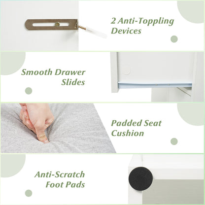 Vanity Desk Makeup Table with Stool 3-Color Lights and Charging Station, White Makeup Vanities at Gallery Canada