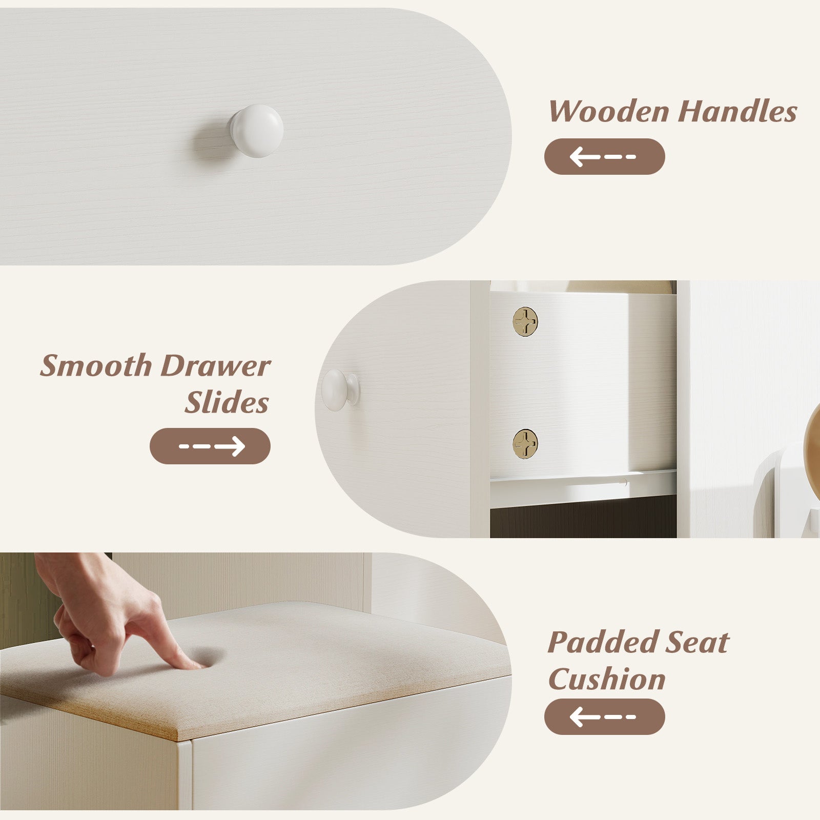 Vanity Desk with Mirror and Lights Makeup Dressing Table Vanity Table and Stool Set, White Makeup Vanities at Gallery Canada