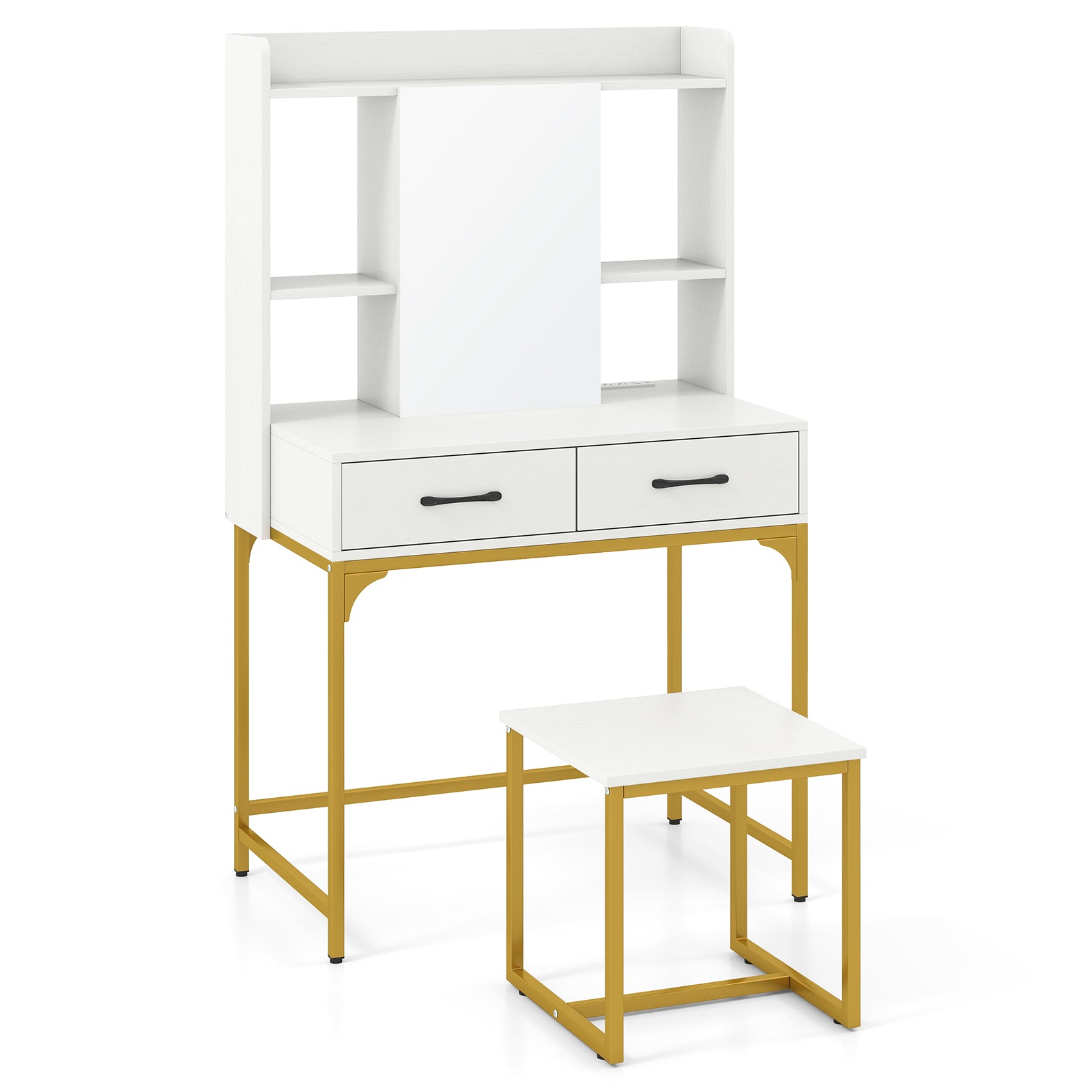 Vanity Desk with Storage Drawers and Charging Station, White Makeup Vanities at Gallery Canada
