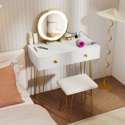 Vanity Desk with with Lighted Adjustable Mirror for Bedroom, White Makeup Vanities at Gallery Canada
