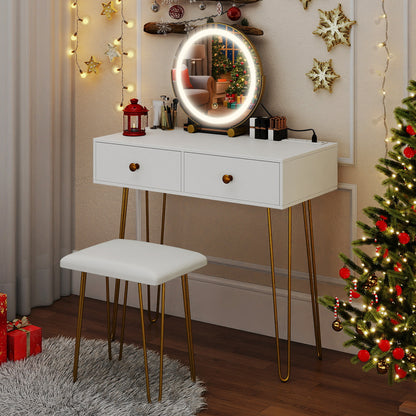 Vanity Desk with with Lighted Adjustable Mirror for Bedroom, White Makeup Vanities at Gallery Canada