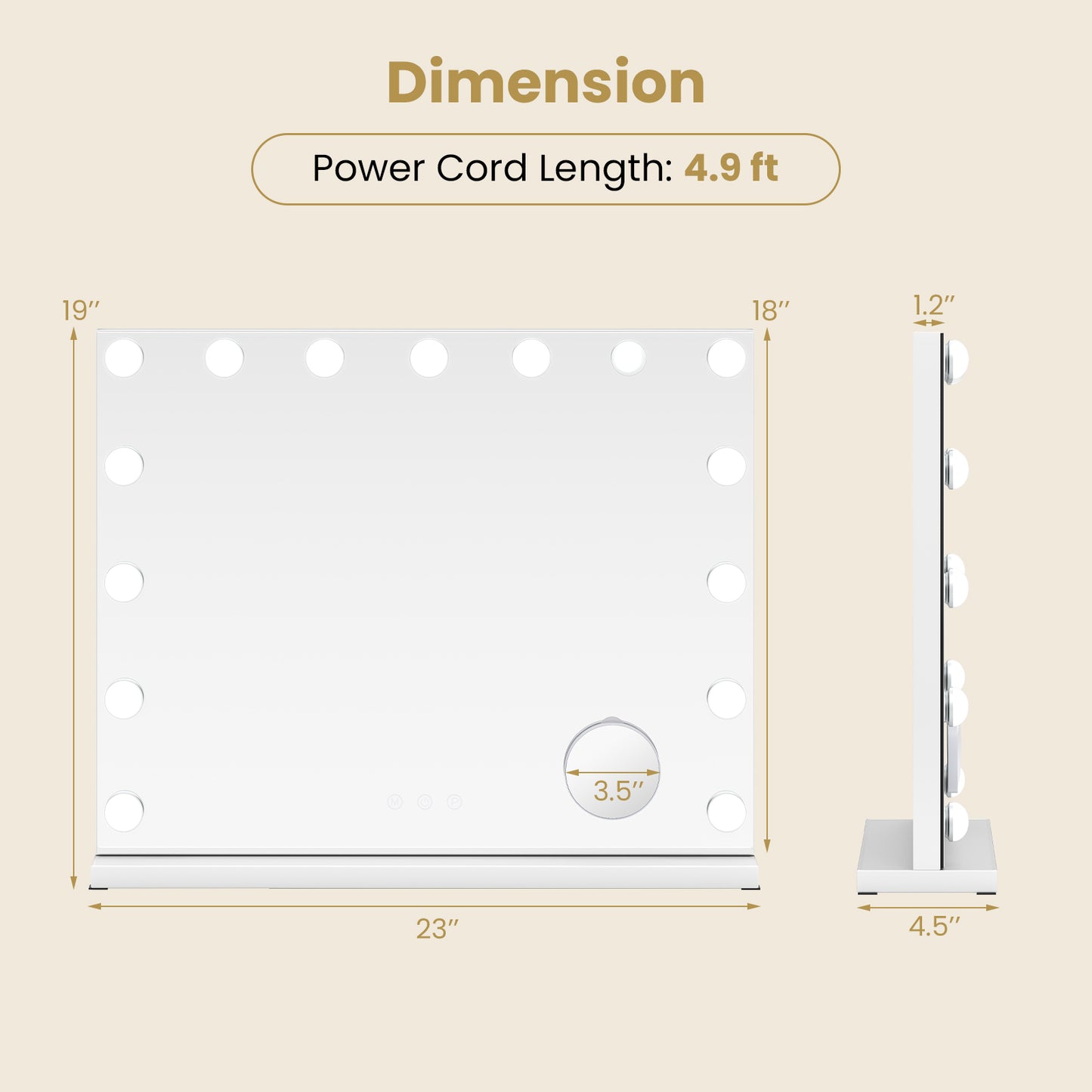 Vanity Mirror with Lights with 10X Magnification for Vanity Desk, White Wall Mirrors at Gallery Canada