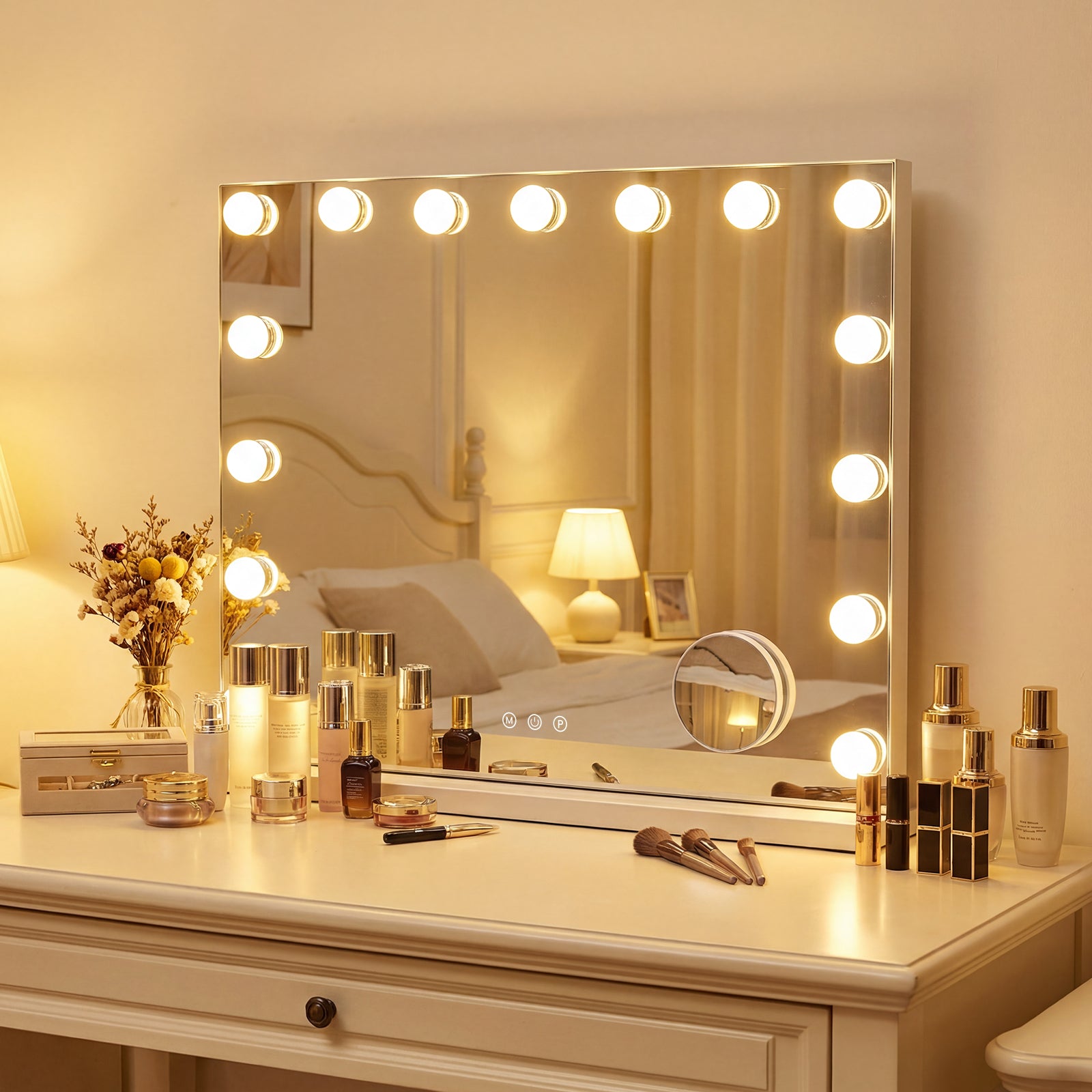 Vanity Mirror with Lights with 10X Magnification for Vanity Desk, White Wall Mirrors at Gallery Canada