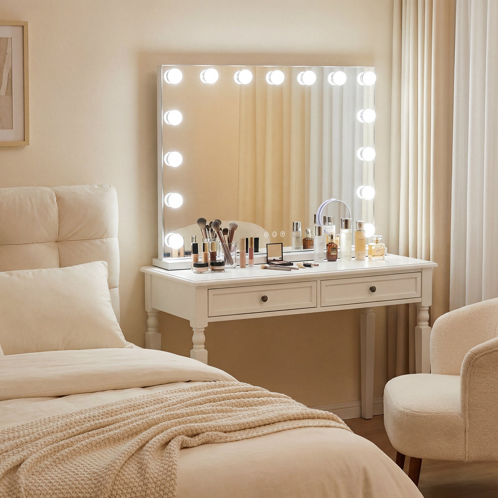 Vanity Mirror with Lights with 10X Magnification for Vanity Desk, White Wall Mirrors at Gallery Canada