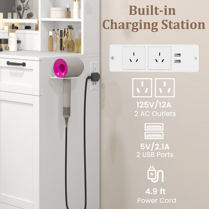 Vanity Set with Mirror and 3 Lighting Modes and Adjustable Brightness, White Makeup Vanities at Gallery Canada