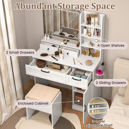 Vanity Set with Mirror and 3 Lighting Modes and Adjustable Brightness, White Makeup Vanities at Gallery Canada