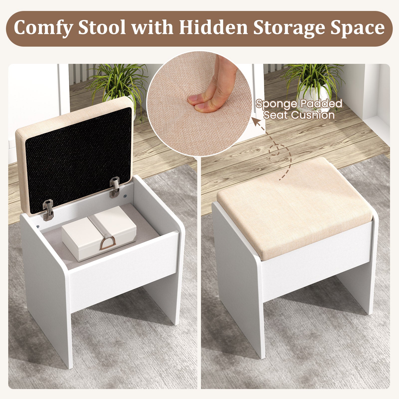 Vanity Set with Mirror and 3 Lighting Modes and Adjustable Brightness, White Makeup Vanities at Gallery Canada