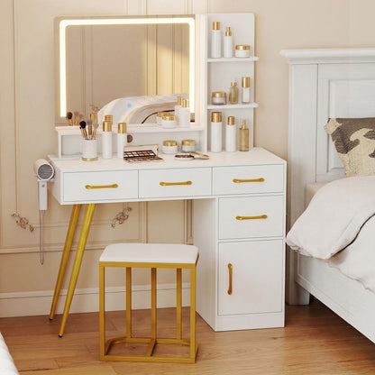 Vanity Set With Mirror, Lights, Adjustable Brightness, White Makeup Vanities at Gallery Canada