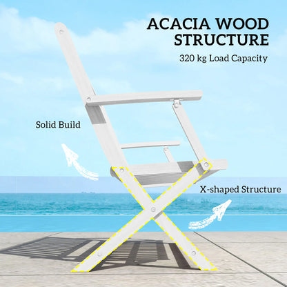 46.5" Foldable Wood Outdoor Bench, Backrest and Armrests, White Patio Chairs at Gallery Canada