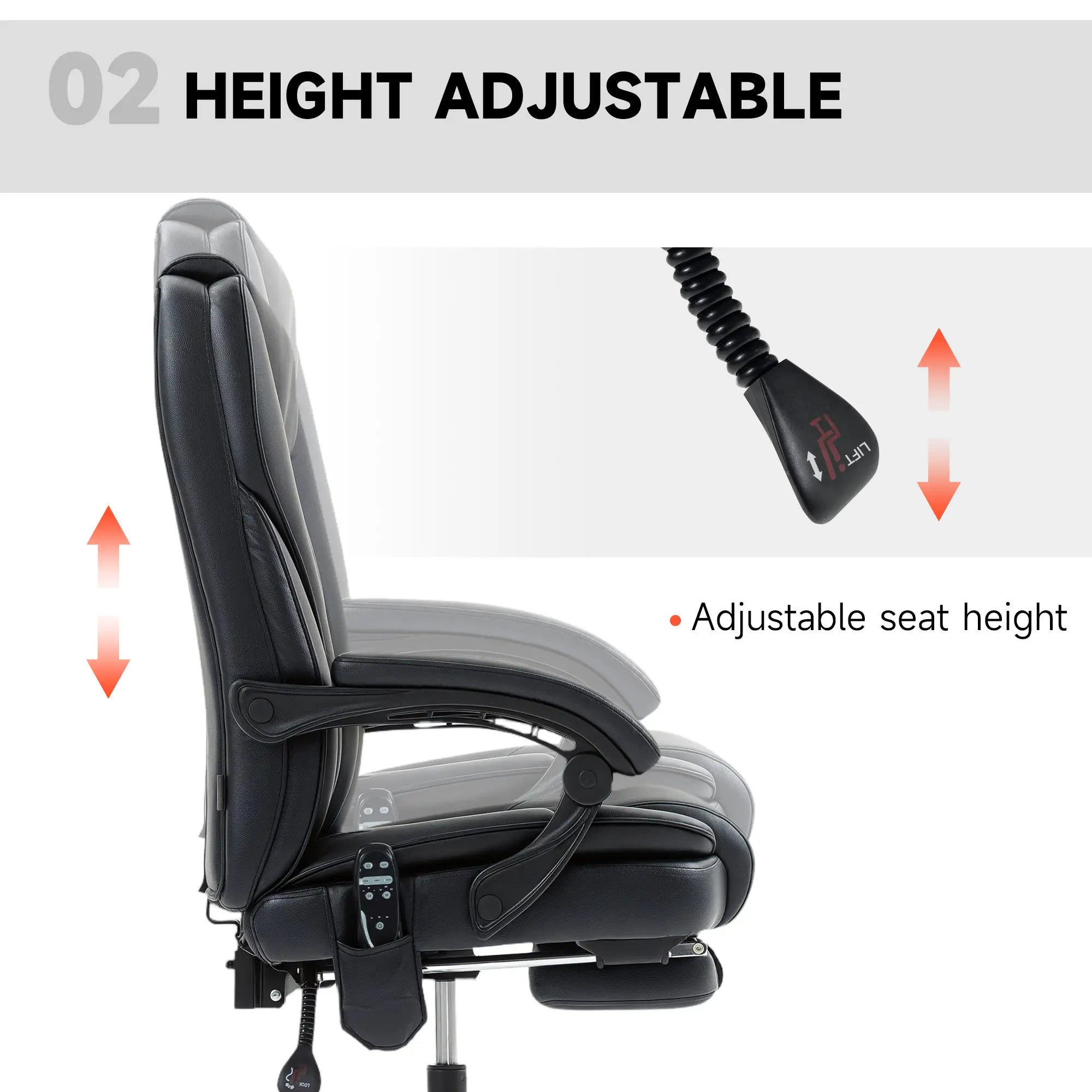 Massage Office Chair, Reclining Computer Chair, Adjustable Height, Footrest, Black Massage Chairs at Gallery Canada