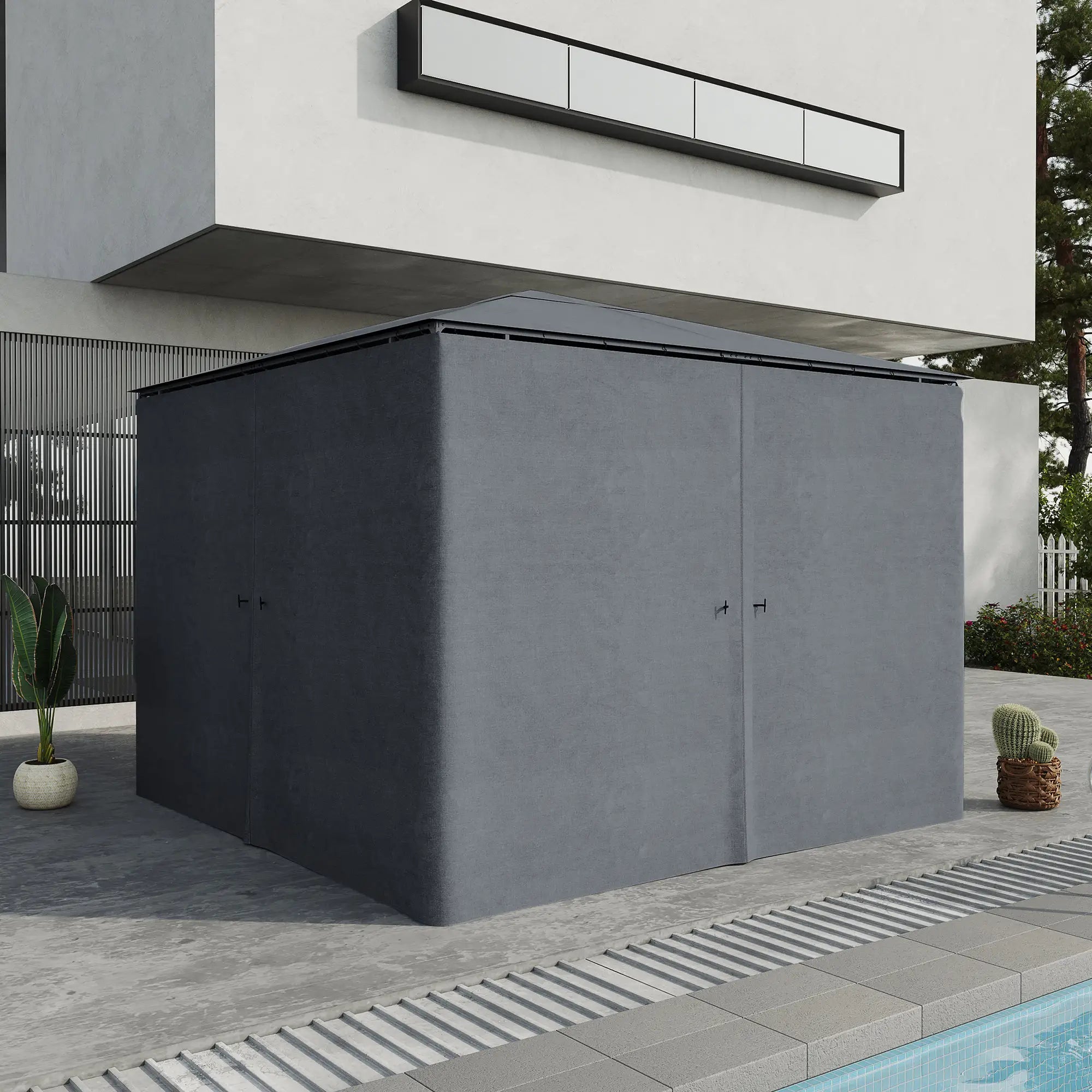 10x10 FT Gazebo Replacement Curtains, 4 Panels Sidewall, Slate Grey Gazebo Sidewalls at Gallery Canada