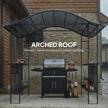 8' x 5' Grill Gazebo Canopy, Outdoor BBQ Shelter, Dark Grey BBQ Grill Gazebos at Gallery Canada