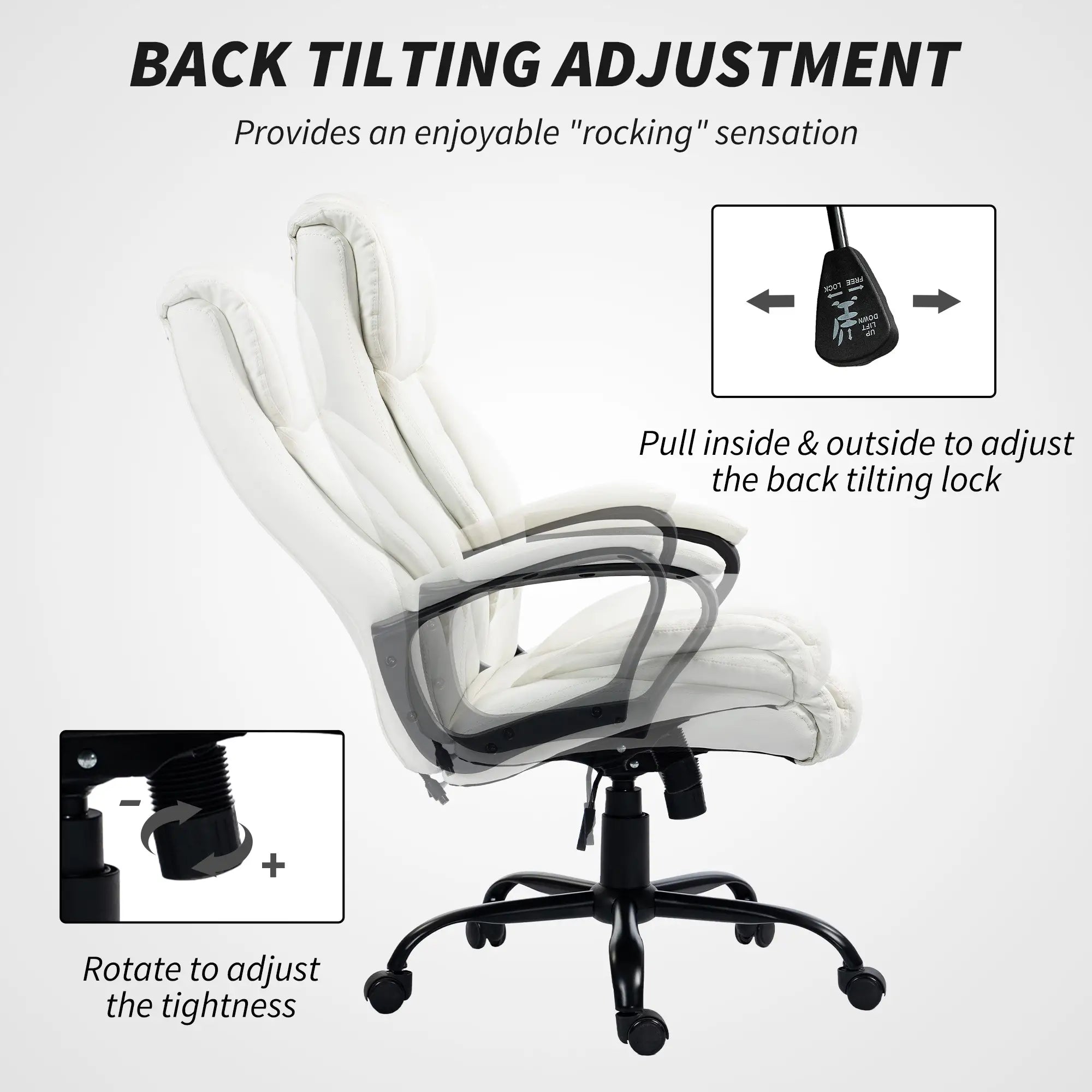 Massage Office Chair, High Back Executive, 6-Point Vibration, Adjustable Height, White Massage Chairs at Gallery Canada