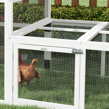 7.3' x 3.6' Wooden Chicken Coop, Storage Shelf, White Chicken Coops at Gallery Canada