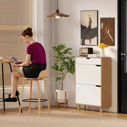 Narrow Shoe Cabinet, 2 Flip Drawers, Adjustable Shelves, White Shoe Storage Cabinets & Racks at Gallery Canada