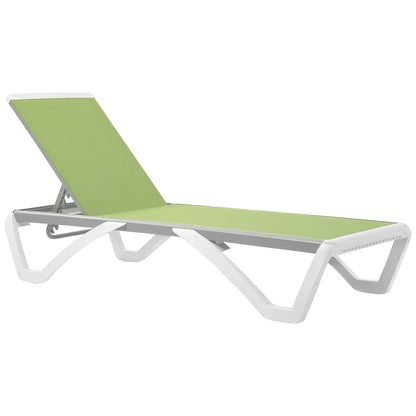 Outdoor Chaise Lounge Chair, Adjustable Back, Wheels, Mesh Fabric, Green Lounger Chairs Green, White at Gallery Canada