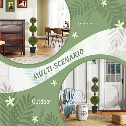 Artificial Ball Boxwood Topiary Trees, Set of 2, Indoor Outdoor Decor, Green Artificial Trees at Gallery Canada