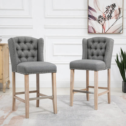 Counter Height Bar Stools Set of 2, Upholstered, Grey Bar Stools at Gallery Canada