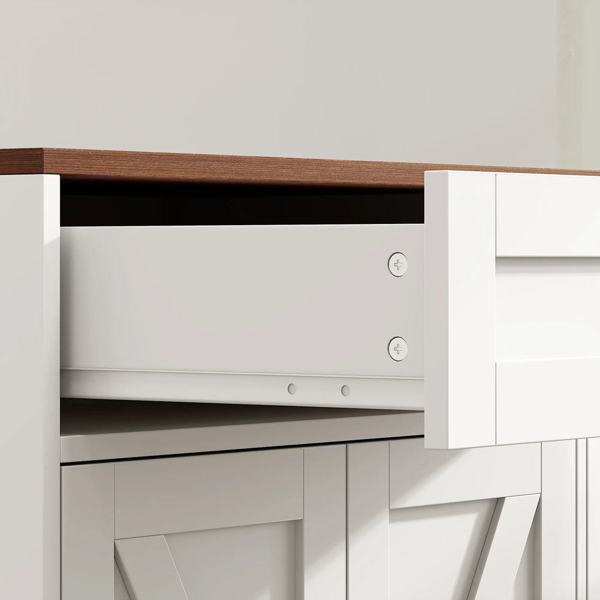 71" Sideboard Buffet Cabinet, Coffee Bar, 2 Drawers, 6 Barn Doors, White