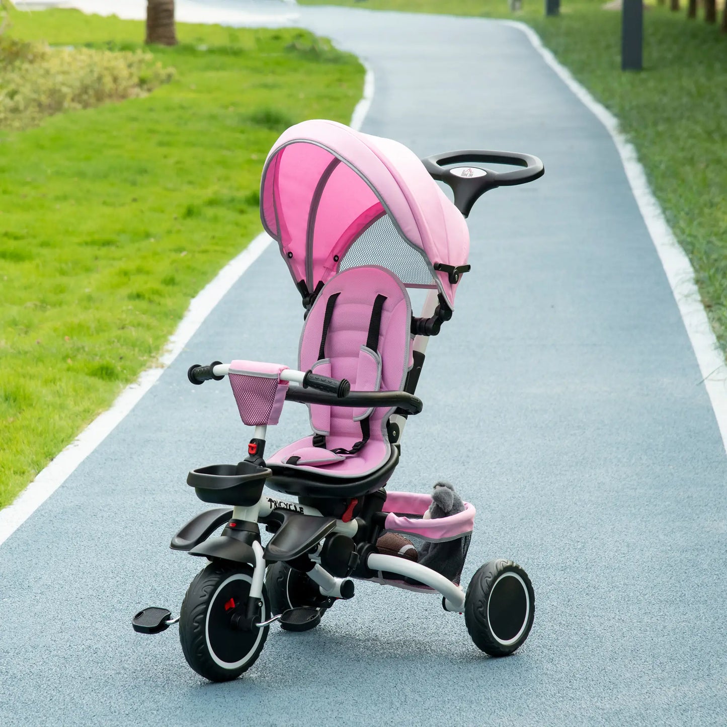 6-in-1 Toddler Tricycle, Foldable, Adjustable Seat, Push Handle, Pink Tricycles for Kids at Gallery Canada