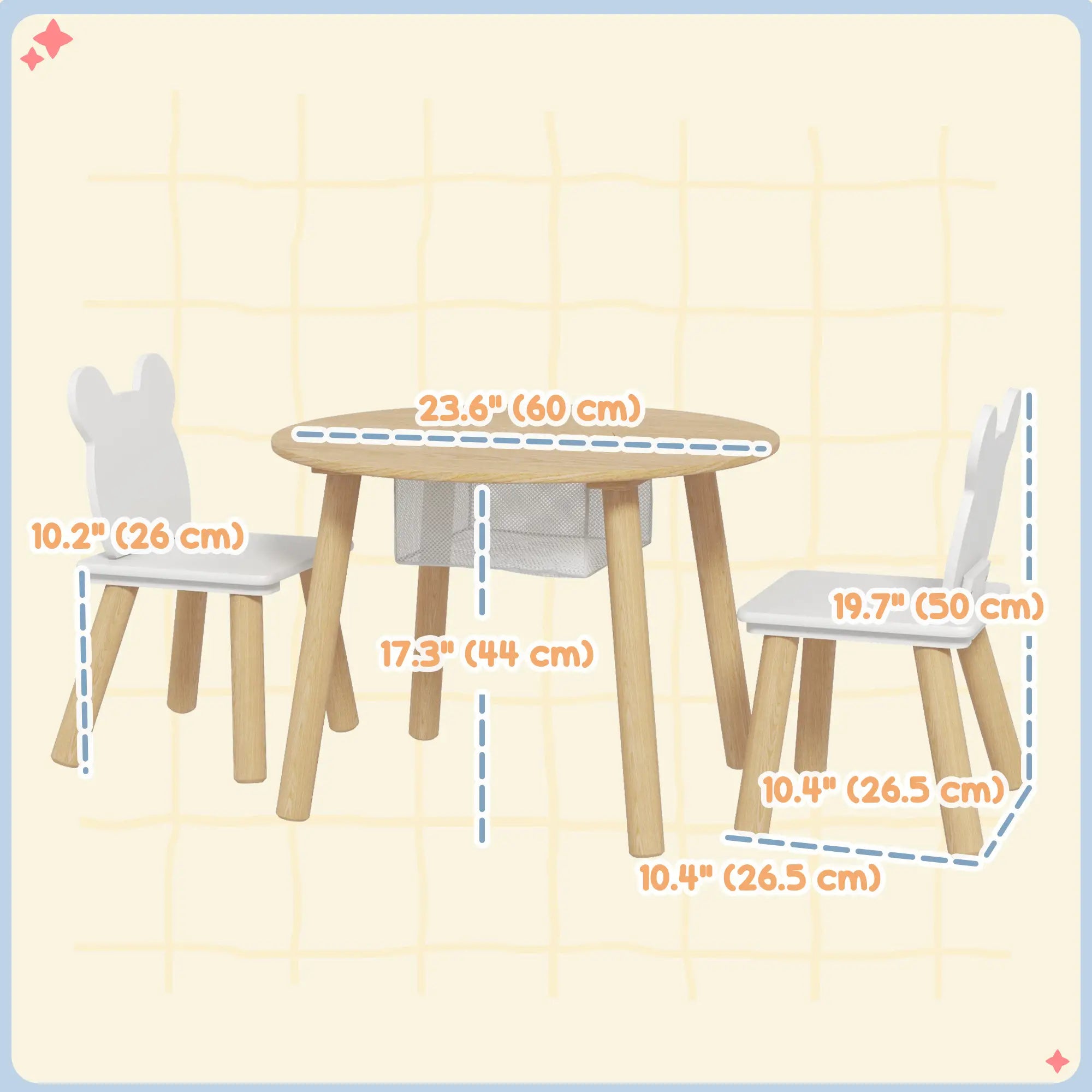 Kids Table and Chair Set, 3 Pieces, Bear-Shaped Chairs, Mesh Bag Kids Table Sets at Gallery Canada