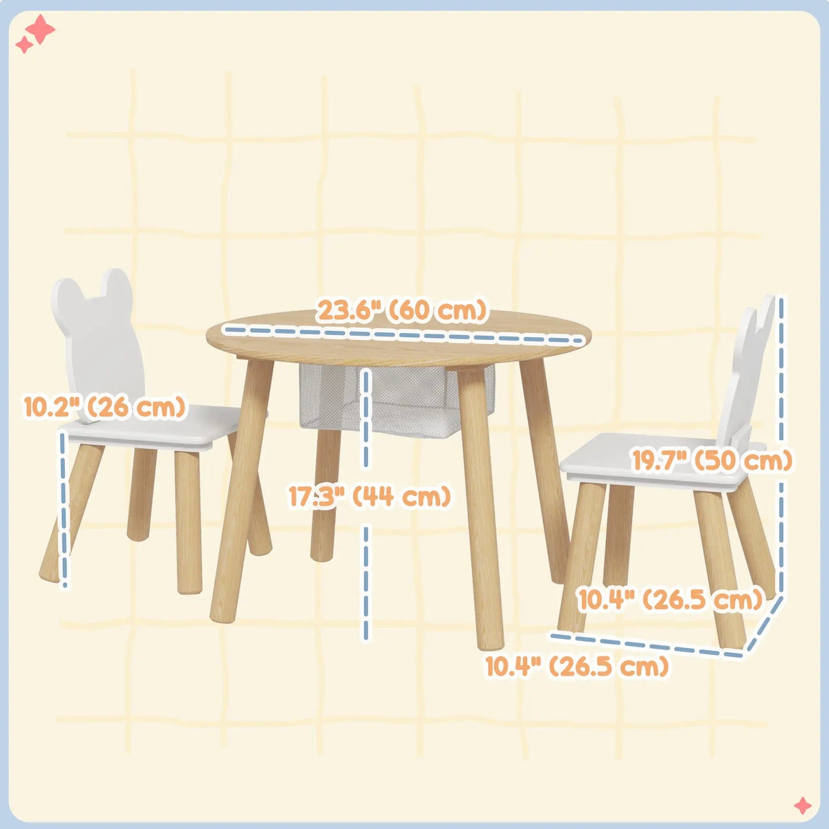 Kids Table and Chair Set, 3 Pieces, Bear-Shaped Chairs, Mesh Bag Kids Table Sets at Gallery Canada