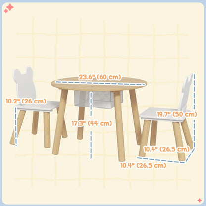 Kids Table and Chair Set, 3 Pieces, Bear-Shaped Chairs, Mesh Bag Kids Table Sets at Gallery Canada