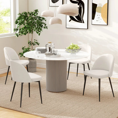 Set of 2 Mid-Back Dining Chairs, Velvet Upholstery, Cream White Dining Chairs at Gallery Canada