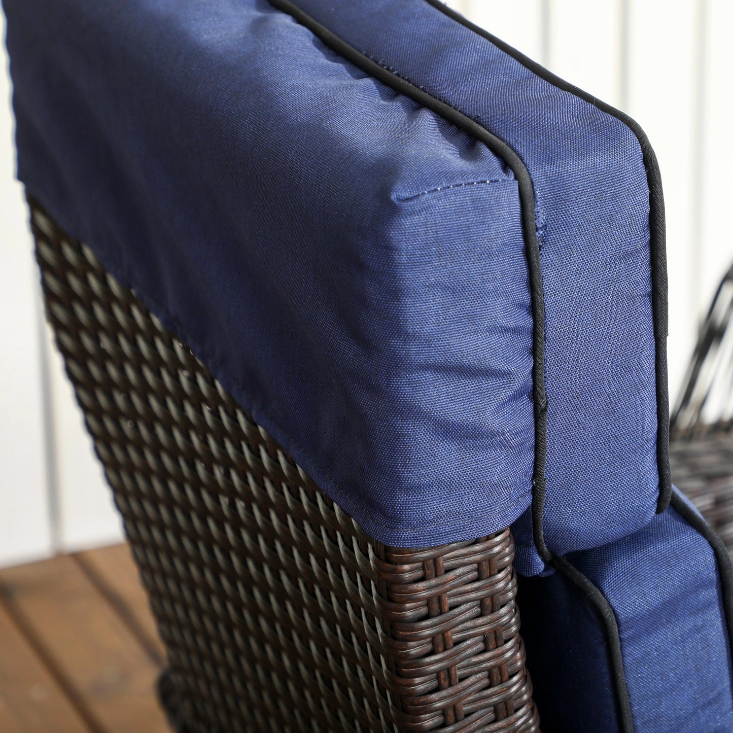 Outdoor Recliner Chair, Adjustable Backrest, Cushion, Side Tray, Blue Chaise Loungers at Gallery Canada
