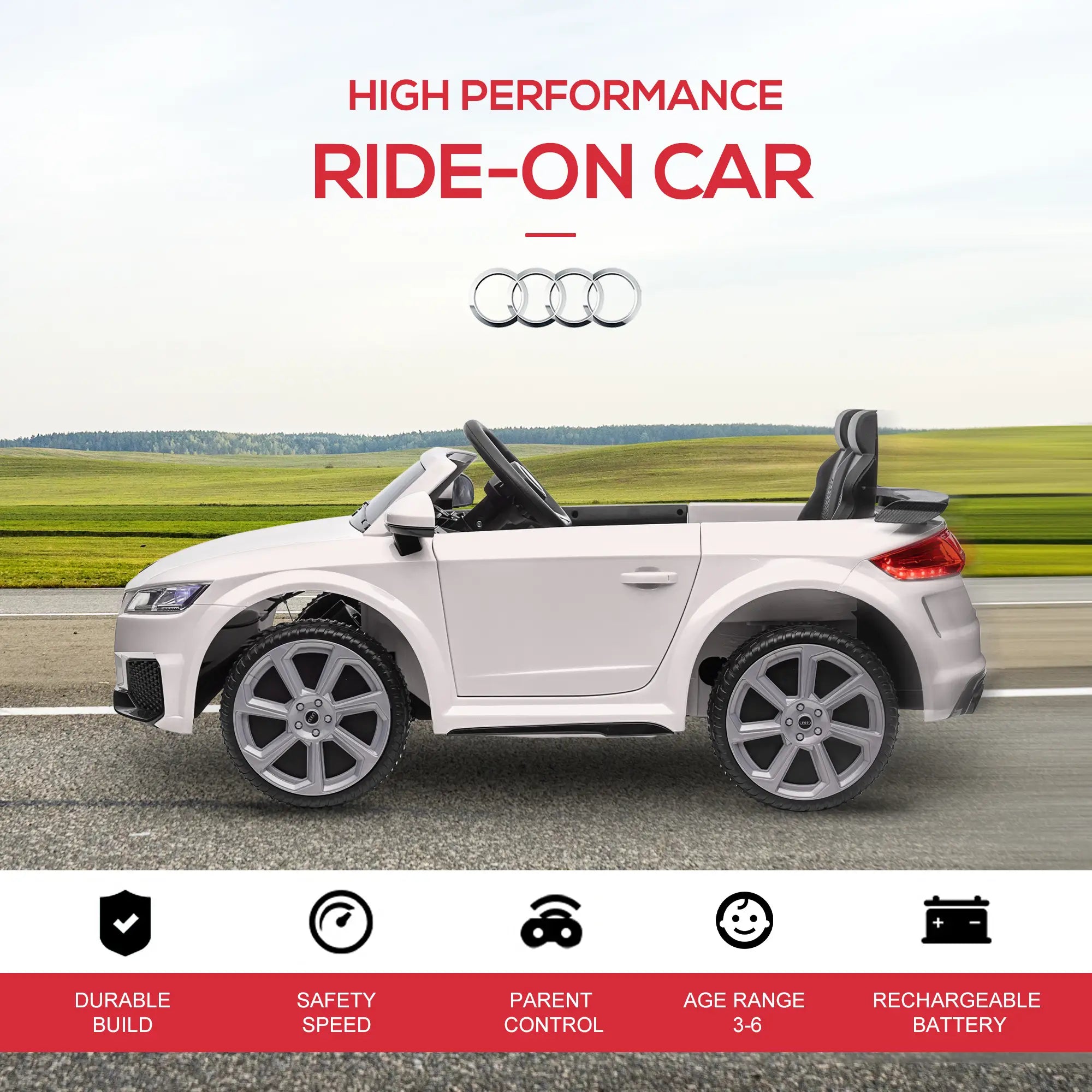 Kids Ride On Car 6V, Remote Control, Adjustable Speed, White Electric Toy Cars at Gallery Canada