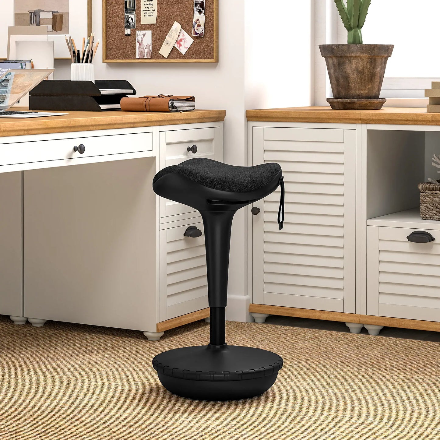 Swivel Standing Desk Chair, Adjustable Ergonomic Stool, Black Office Chairs at Gallery Canada