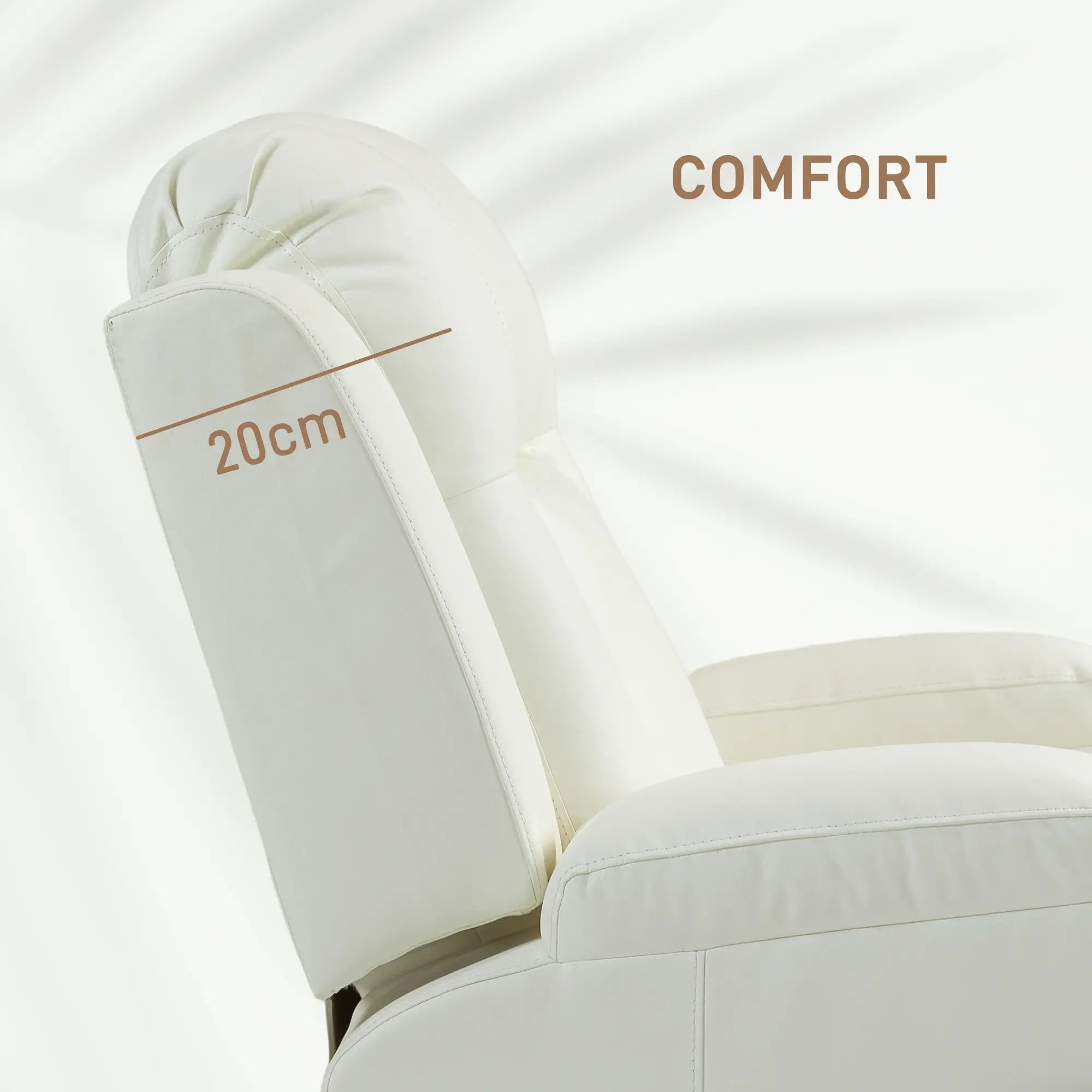 Swivel Massage Recliner Chair, Manual Rocker, PU Leather, Cream White Single Sofas at Gallery Canada