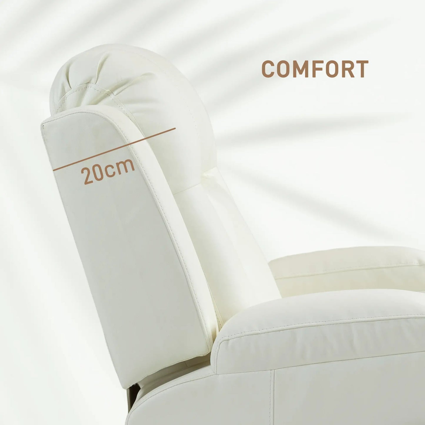 Swivel Massage Recliner Chair, Manual Rocker, PU Leather, Cream White Single Sofas at Gallery Canada