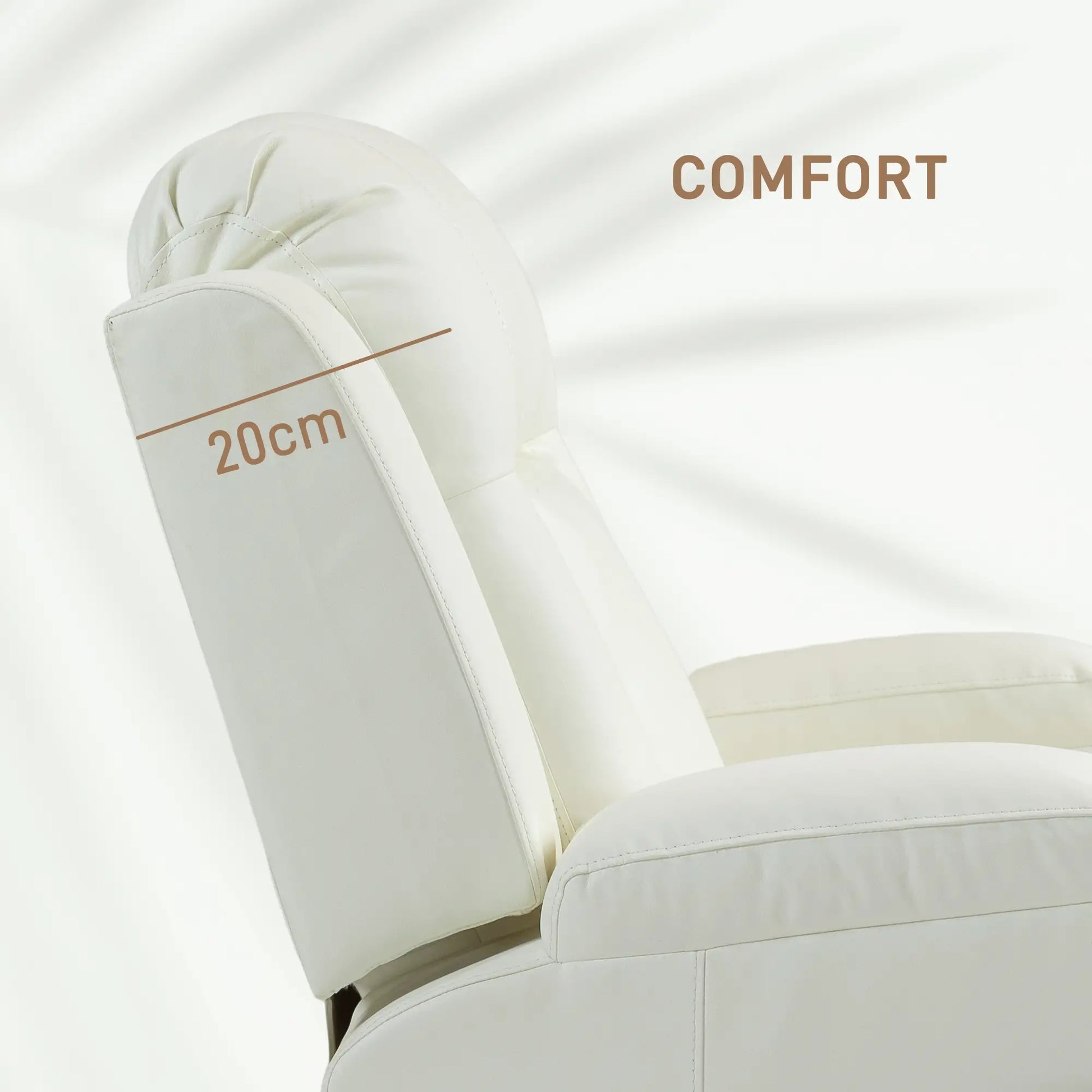 Swivel Massage Recliner Chair, Manual Rocker, PU Leather, Cream White Single Sofas at Gallery Canada