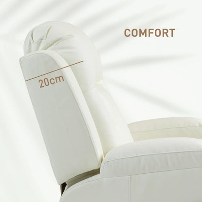 Swivel Massage Recliner Chair, Manual Rocker, PU Leather, Cream White Single Sofas at Gallery Canada