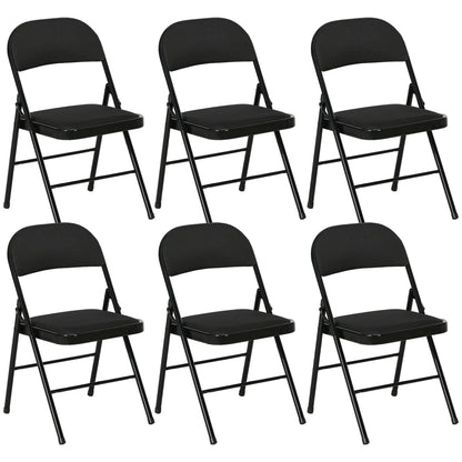 Set of 6 Metal Foldable Chairs, Linen Padded with Cushion Seat, Black Dining Chairs Black at Gallery Canada