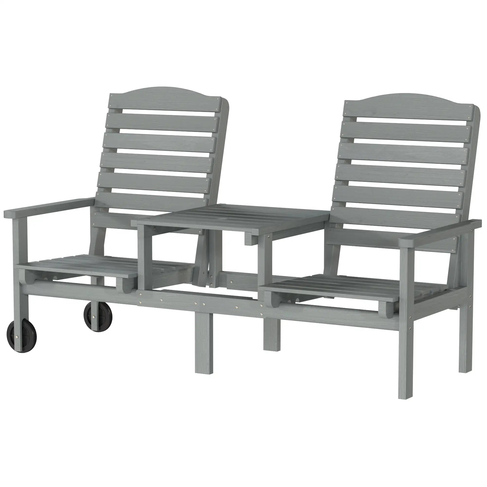 Outdoor Bench With Wheels, Adjustable High Back, 2 Seater Loveseat, Grey Piano Benches Grey at Gallery Canada