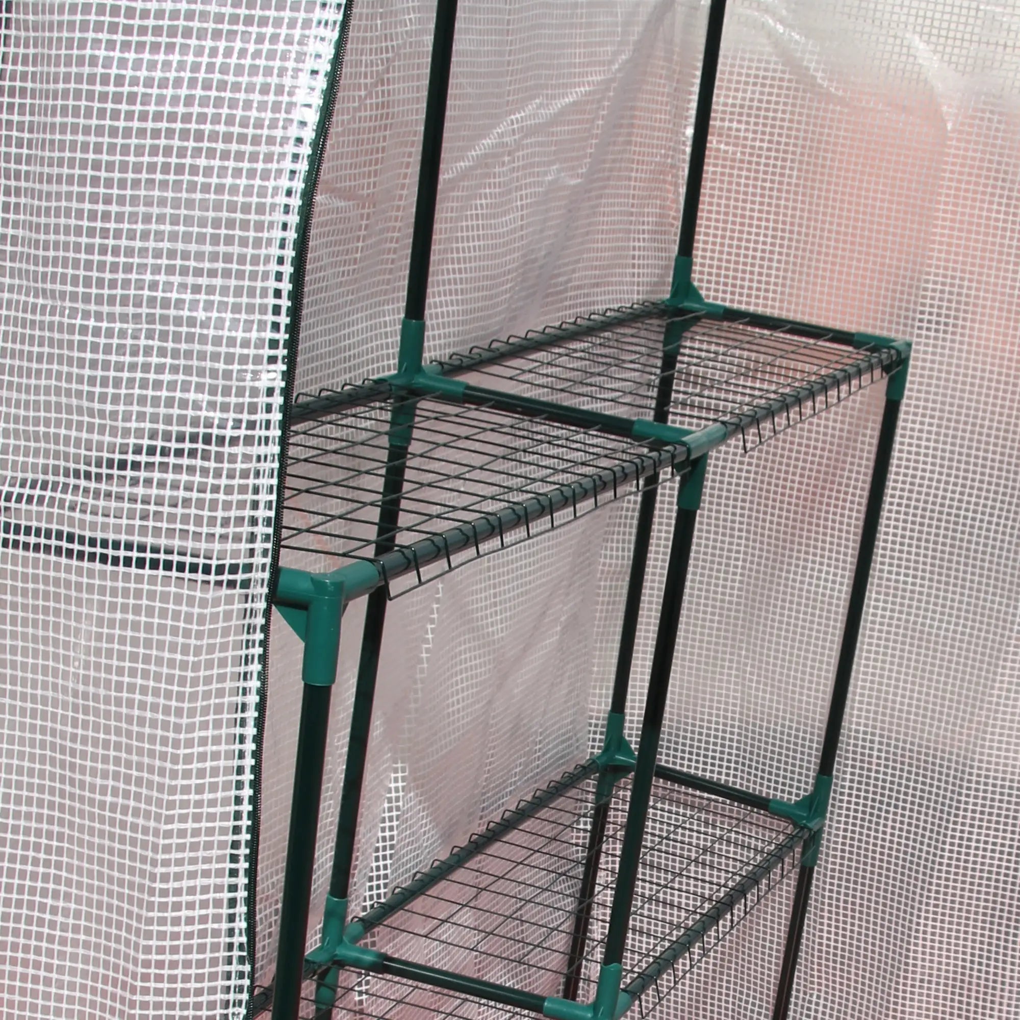 56 x 56 Walk-In Greenhouse, Portable Gardening Plant House, 2-Tier Shelf, Green Greenhouses at Gallery Canada