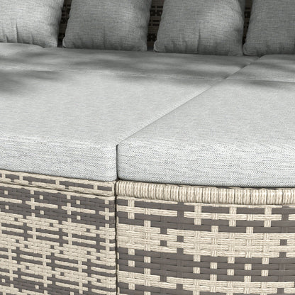 4-Piece PE Wicker Round Daybed, Outdoor Rattan Lounge Set, Light Grey Daybeds at Gallery Canada