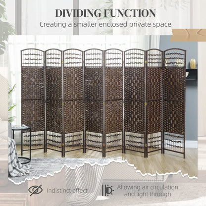 8 Panel Folding Room Divider, Portable Privacy Screen, Brown Room Dividers at Gallery Canada