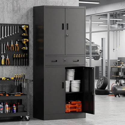 Metal Storage Cabinet With Locking Doors, 71" Tall Tool Organizers at Gallery Canada