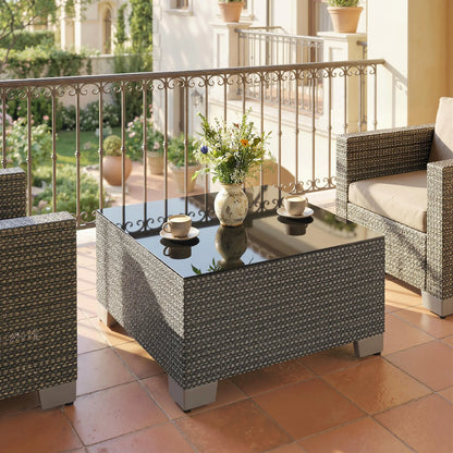 21.7" Square Patio Table, Tempered Glass Top, Black Patio Side Tables at Gallery Canada