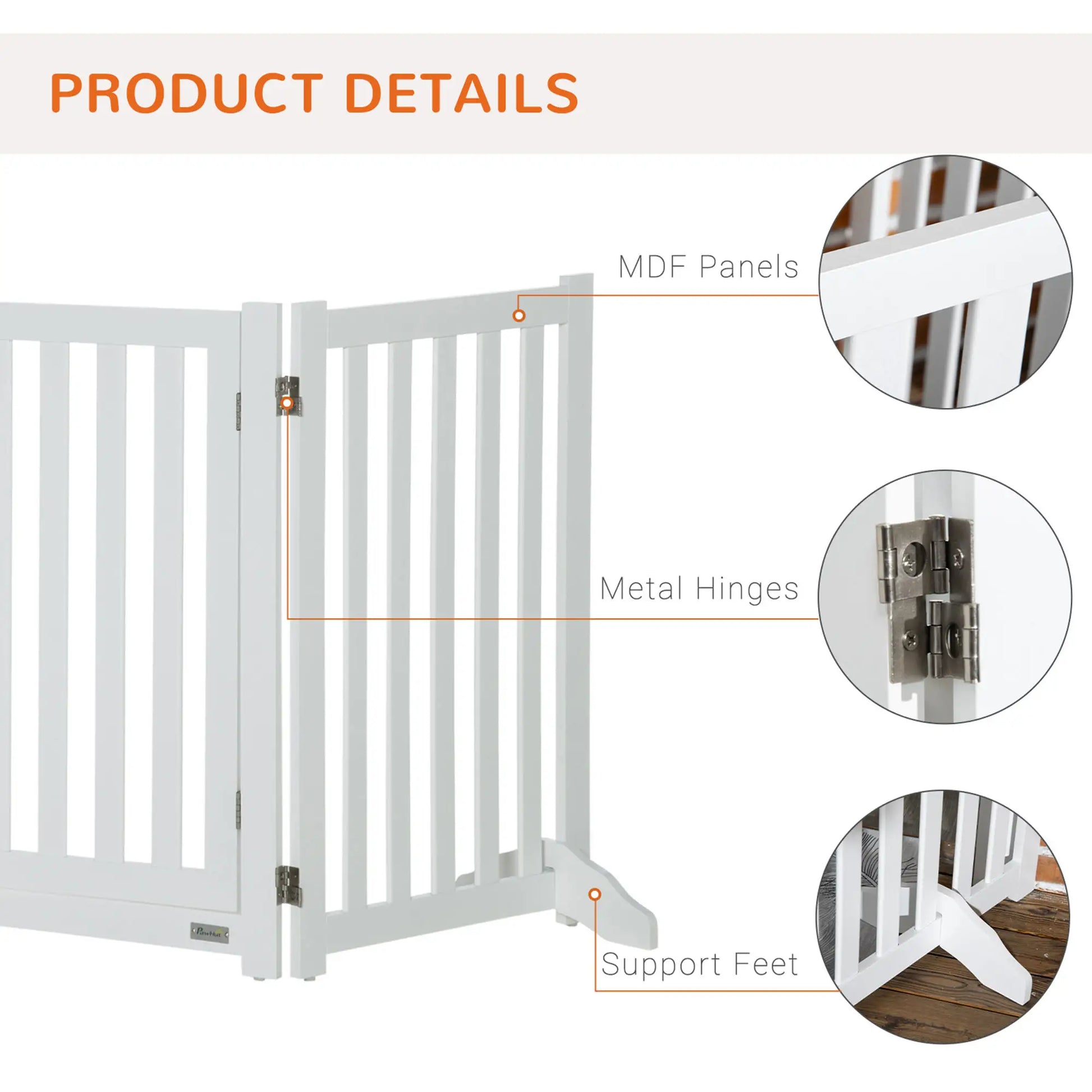 31.5"H Foldable Dog Gate with Door, 3 Panels, White Houses, Kennels & Pens at Gallery Canada