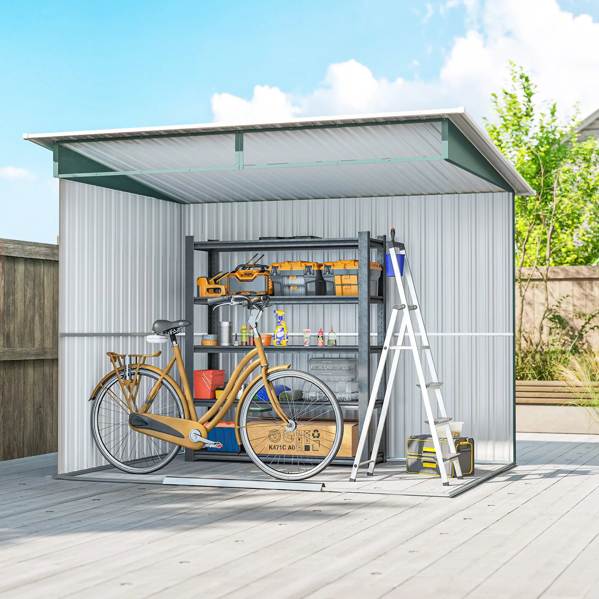 6' x 8.5' Metal Garden Shed, Outdoor Tool Storage, Dark Green Sheds at Gallery Canada