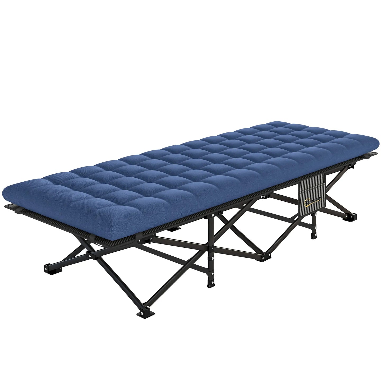 32" Extra Wide Folding Camping Cot, Soft Pad, Non-Slip Feet, Carry Bag, Blue Camping Cots Black, Blue at Gallery Canada